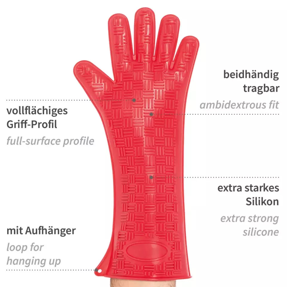 Hygostar 33217, Heatblocker Silikon-Ofenhandschuhe, 43 cm, Rot, image 4, gallery thumbnail