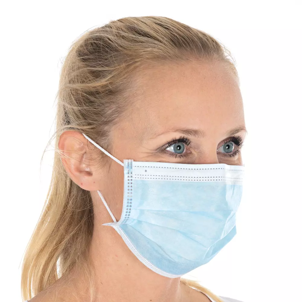 Hygostar 29146P, Civil Use 3-Ply PP Face Masks, Economy Pack, Blue, image 2