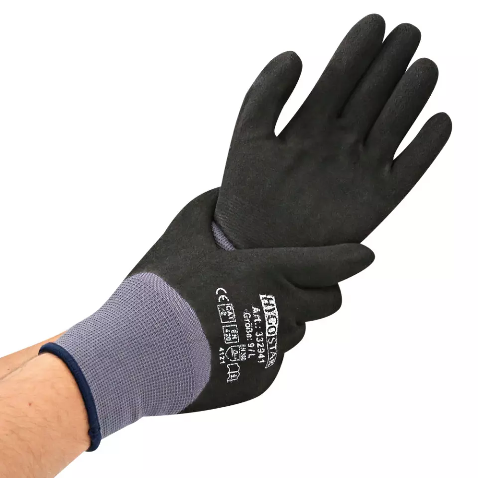 Hygostar 332931, Ergo Flex Fine Knit Nitrile-PU Gloves, 4/4-Coated, image 1, gallery thumbnail