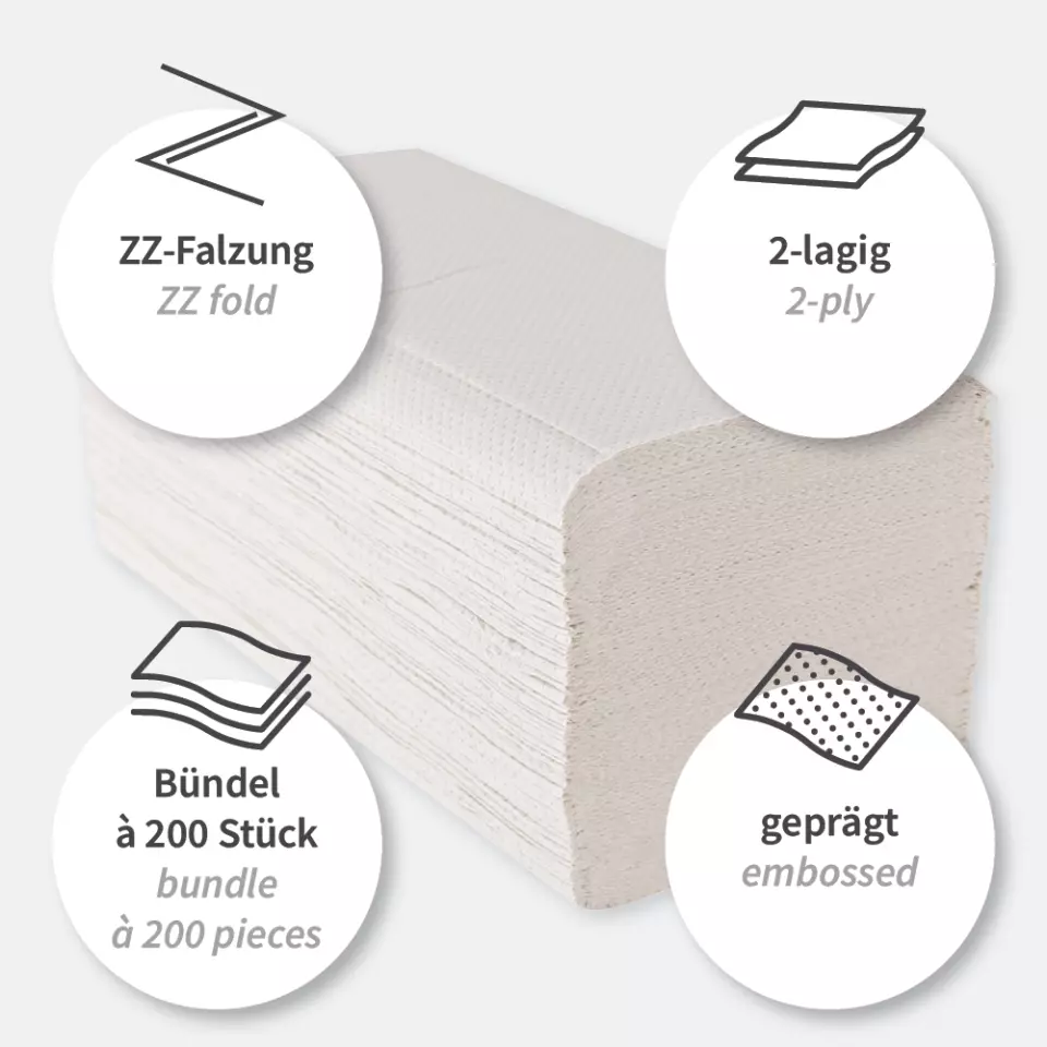 HygoClean 304029, 2-lagige Recycling-Papierhandtücher, V/ZZ-Falzung, FSC®-Recycling, Weiß, image 4, gallery thumbnail