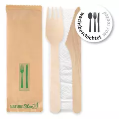 NATUREStar 388624, Bio Doppel-Holz Besteck-Sets, FSC® 100%, Gewachst