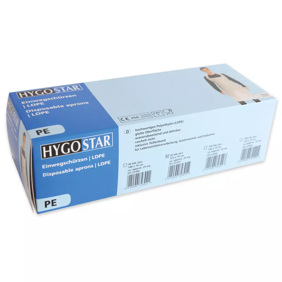 Hygostar 23360, LDPE Einwegschürzen, 125 x 75 cm, Weiß, Spenderbox, ca. 16 my, image 3, gallery thumbnail