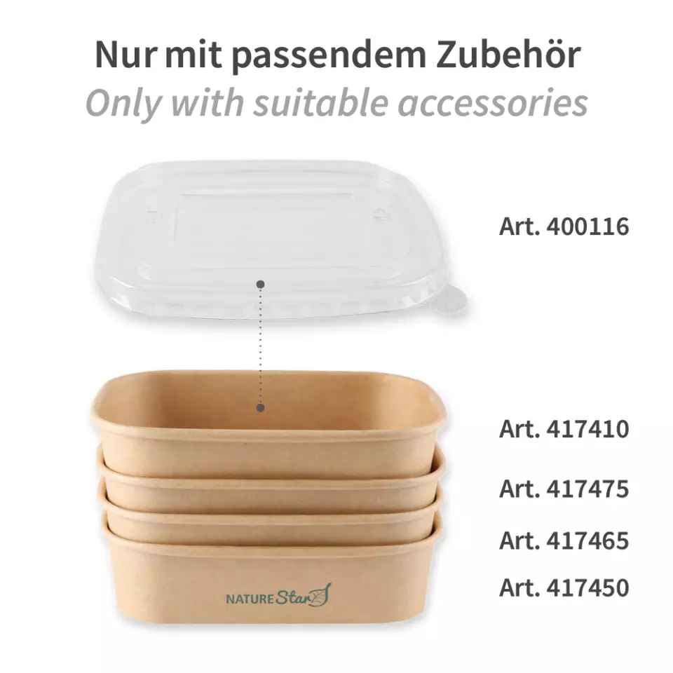 NATUREStar 400116, RPET Bio-Takeaway-Schalendeckel, 172 x 120 x 17 mm, image 2, gallery thumbnail