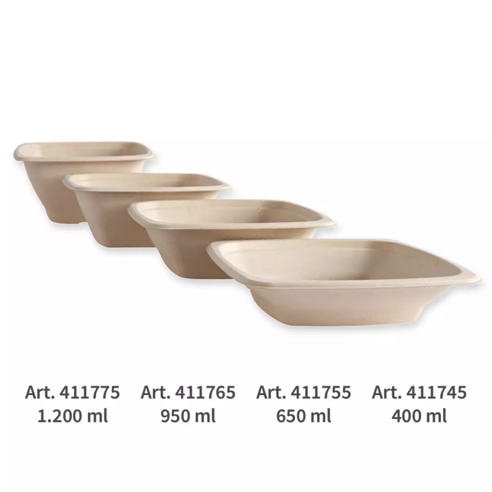NATUREStar 411765, Bio-Bagasse Schalen Quadratisch, 180 x 70 mm, 950 ml, image 4, gallery thumbnail