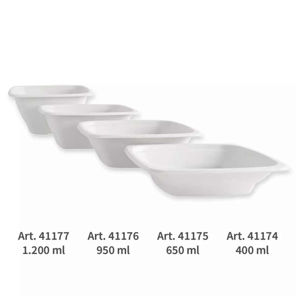 NATUREStar 41176, Quadratische Bio-Bagasse-Schalen, 180 x 70 mm, 950 ml, image 4, gallery thumbnail