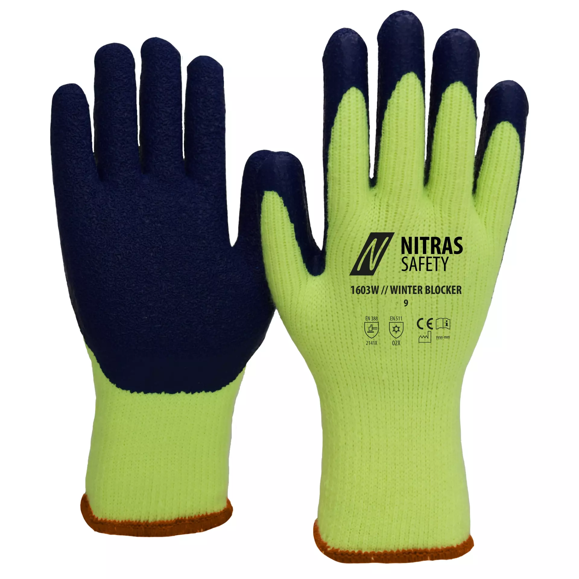 NITRAS 1603W, WINTER BLOCKER Winter Gloves, Neon Yellow, image 1