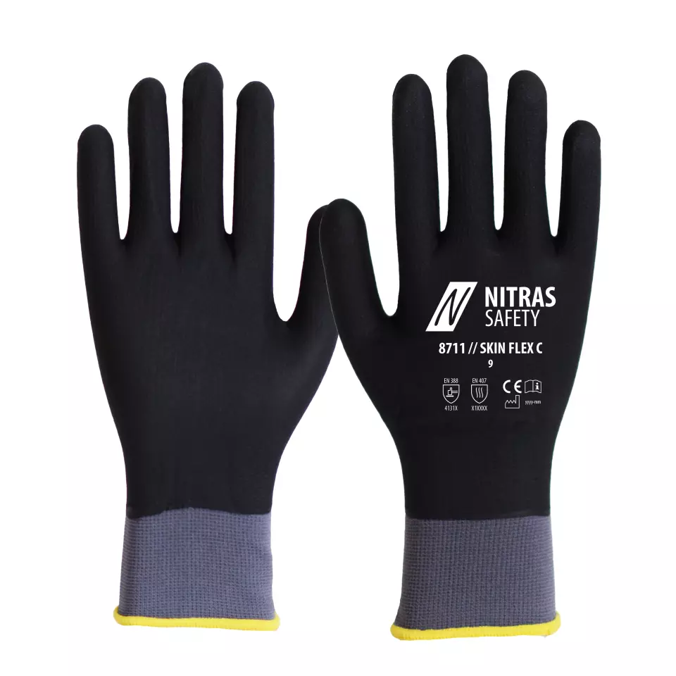 NITRAS 8711, SKIN FLEX C Strickhandschuhe, Schwarz, image 1, gallery thumbnail
