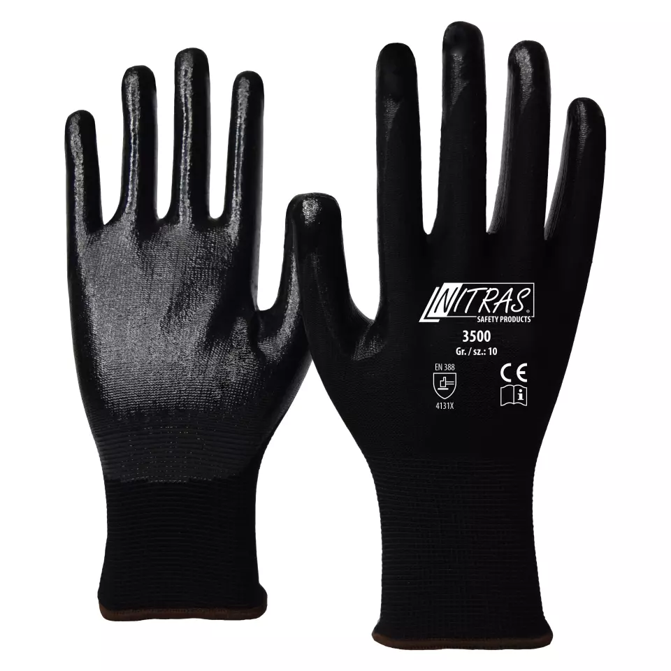NITRAS 3500, Nylon Gloves, Black, image 1, gallery thumbnail