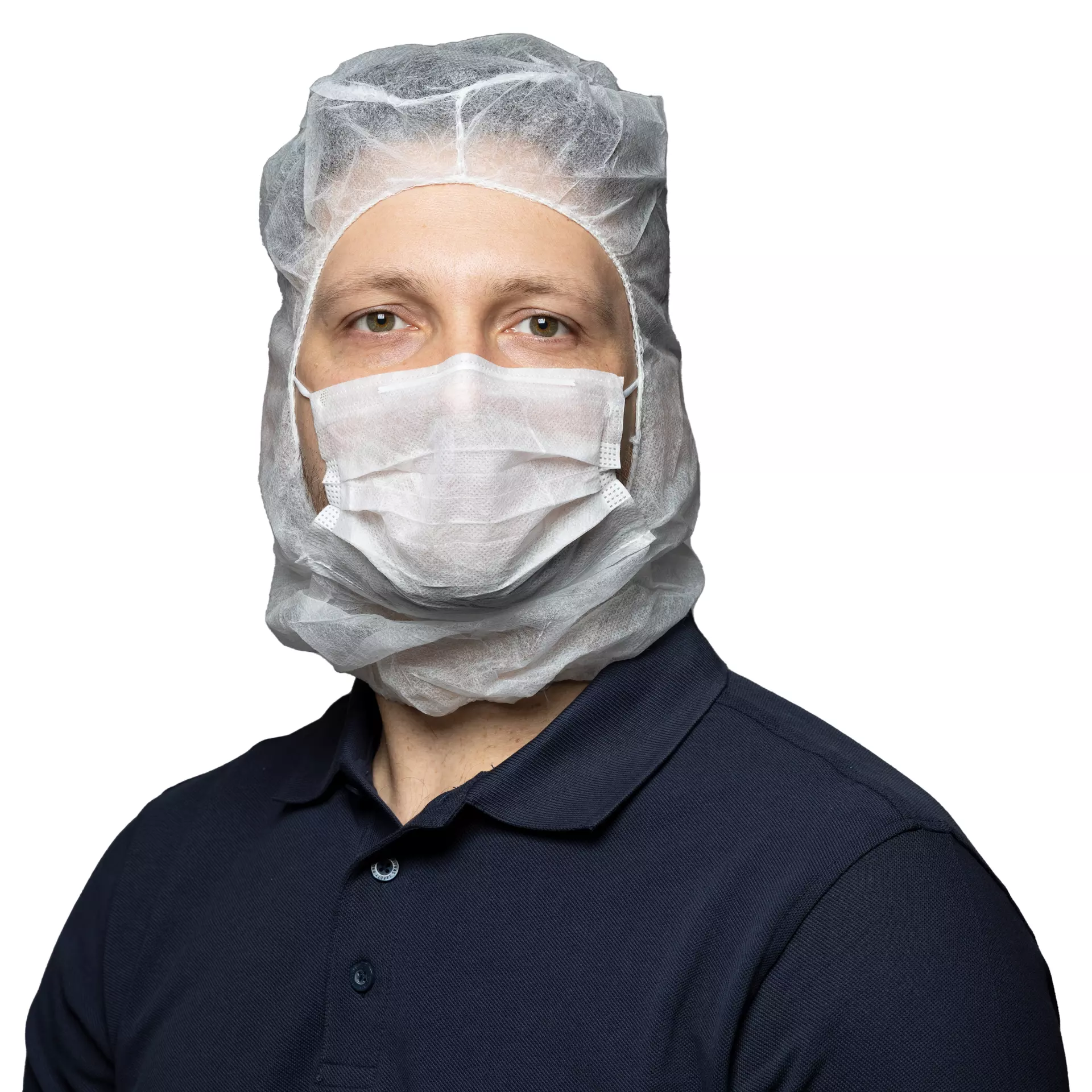 Nitras Medical 4020, Astro caps with integrated 2-ply face mask with nosepiece, white, image 1