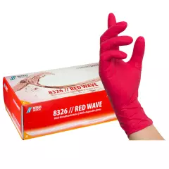 Nitras Medical 8326, RED WAVE nitrile disposable gloves, red