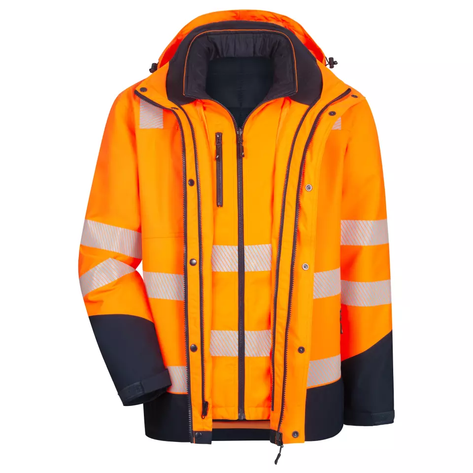 NITRAS 7179-4121, MOTION TEX VIZ PLUS Multifunktionale Warnschutzjacke, Neonorange/Marineblau, image 1, gallery thumbnail